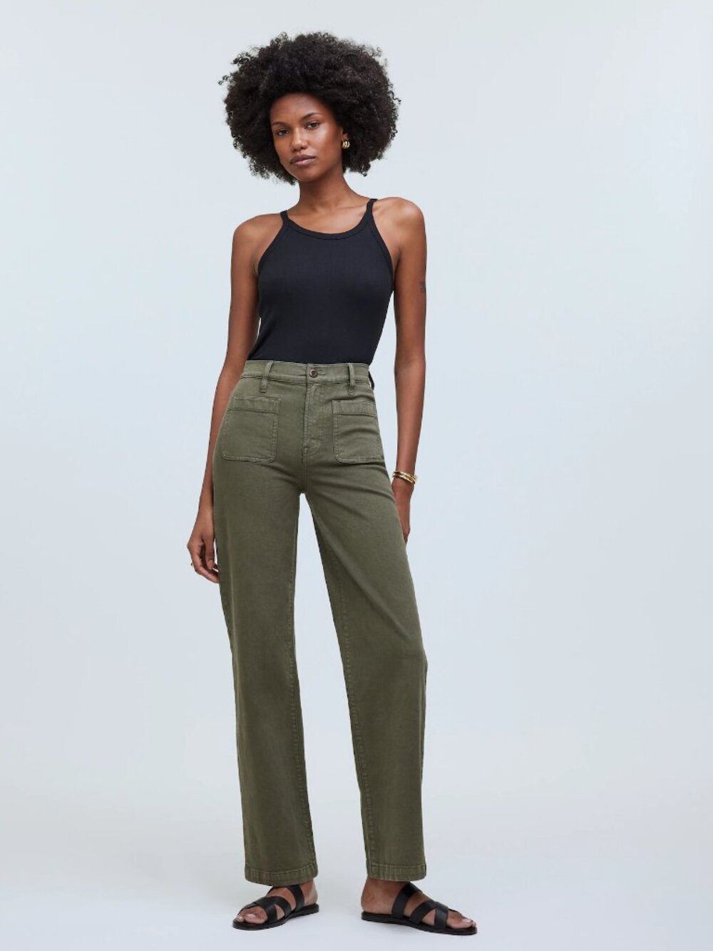 Madewell Emmett Wide-Leg Pants Size 30 Faded Ivy Green Patch Pocket Utility